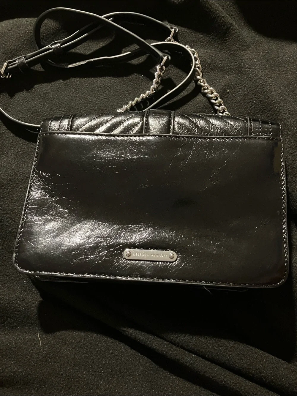 Rebecca Minkoff Black Quilted Leather Studded Love Crossbody Bag